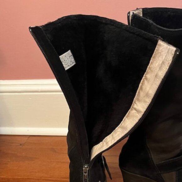 UGG Black Suede Mid-Calf Wedge Boots - Picture 13 of 16